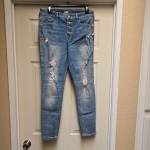 Old Navy Light Blue Distressed Skinny Jeans
